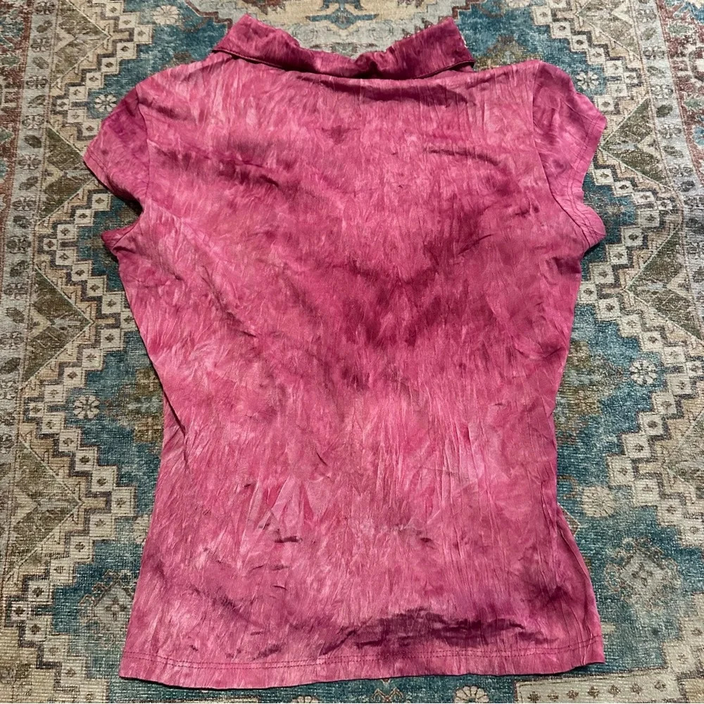 Y2k Rave Pink tie dye button up shirt size large made in the USA - Picture 7 of 12